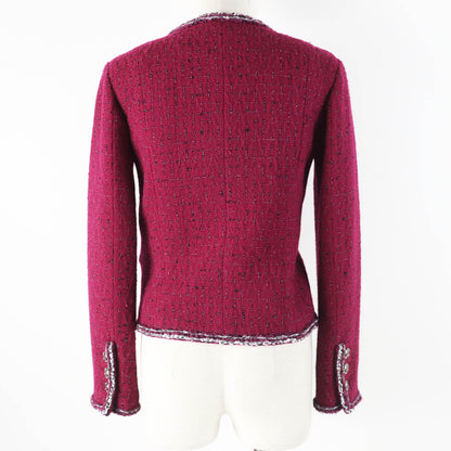 Chanel Wool Viscose Jacket Burgundy Black White