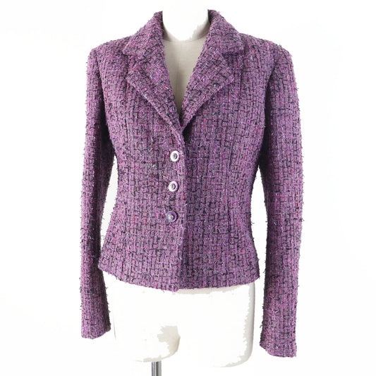 Chanel Tweed Jacket Purple 36 Women