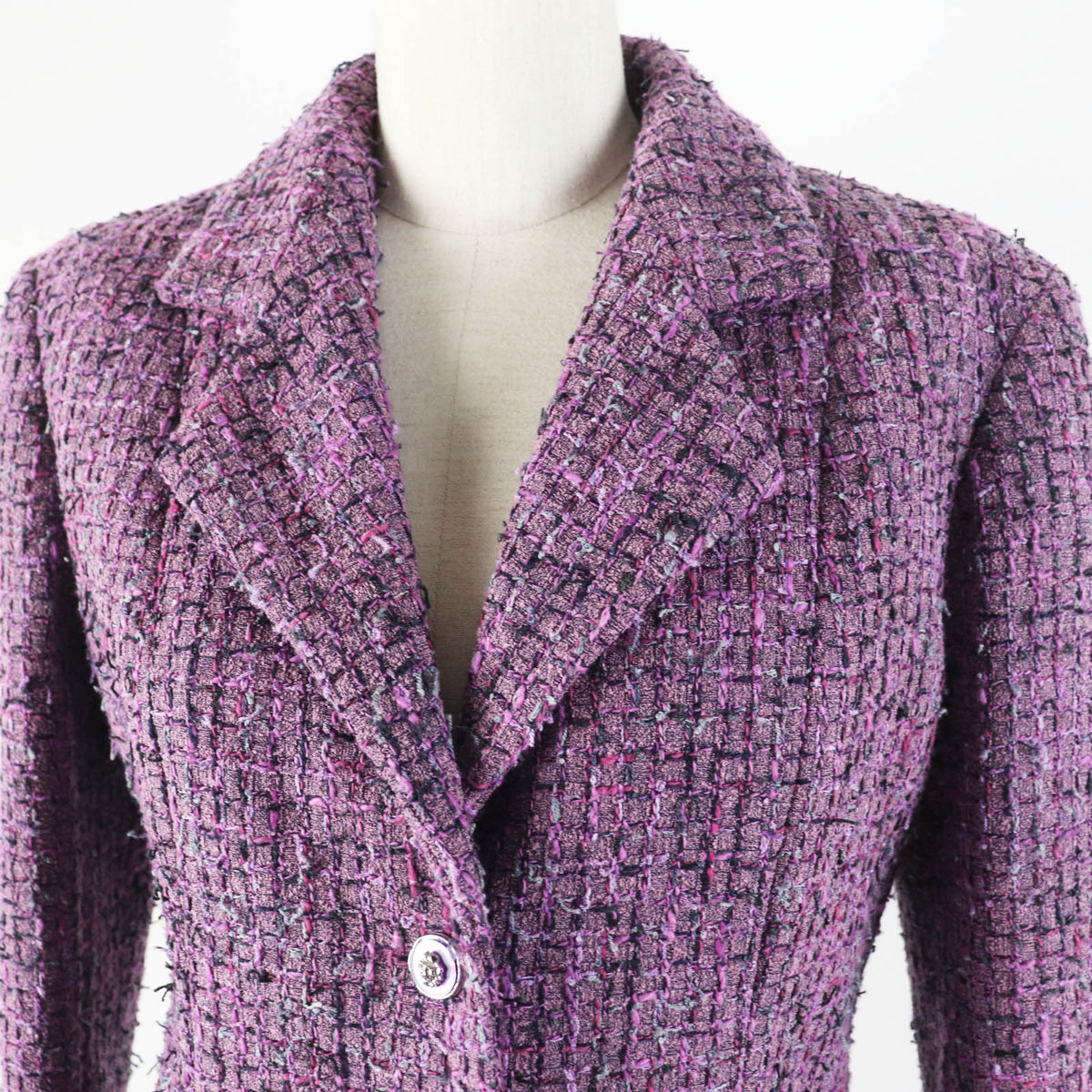 Chanel Tweed Jacket Purple 36 Women