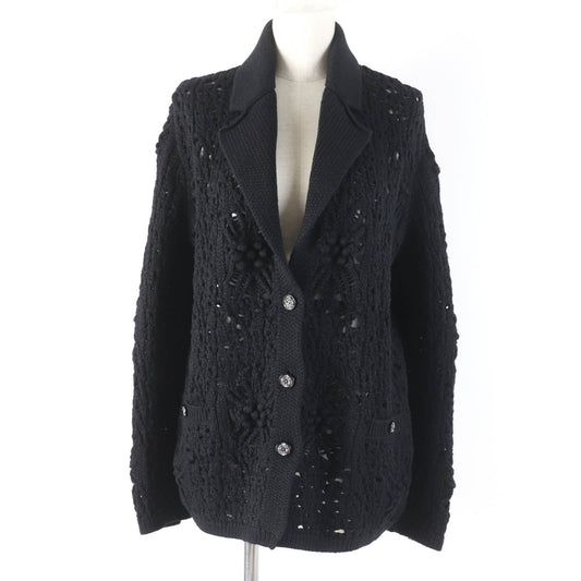 Chanel Cashmere Cardigan COCO Mark Button Black