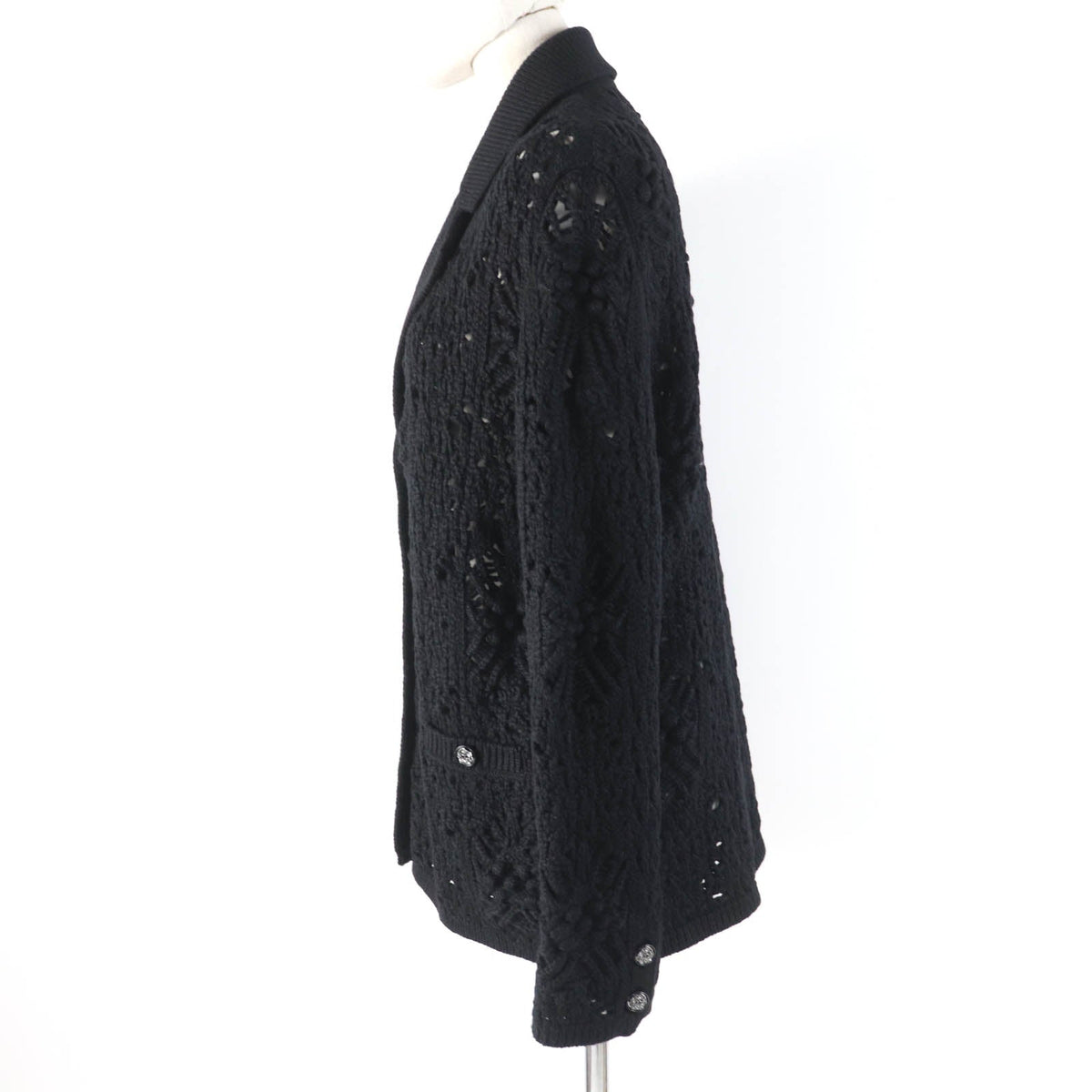 Chanel Cashmere Cardigan COCO Mark Button Black