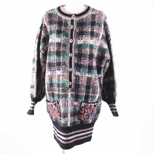 Chanel P72935 Cashmere Wool Gripoa Button Mix Knit One Piece