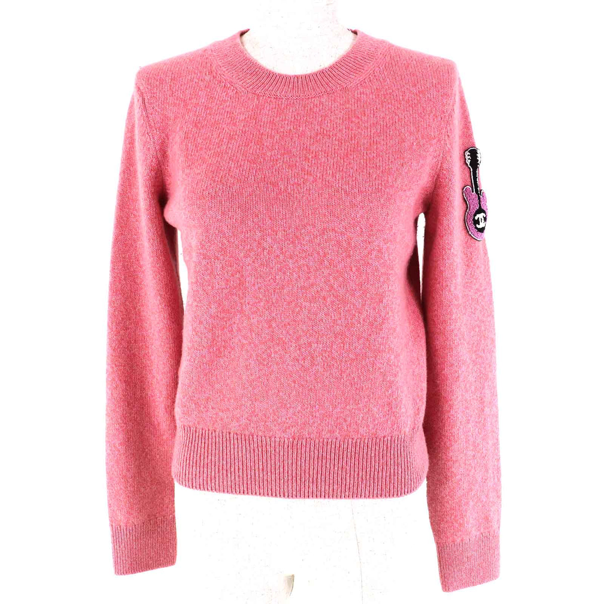 Chanel COCO Mark Guitar Patch Cashmere Knit Sweater