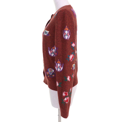 Chanel Lion Button Teacup Pot Floral Print Cashmere Cardigan