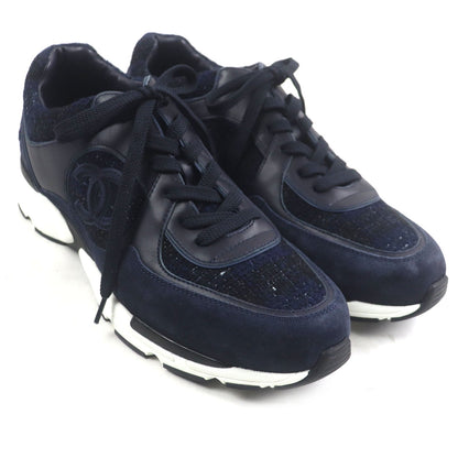 Chanel COCO Mark Tweed Canvas Sneakers