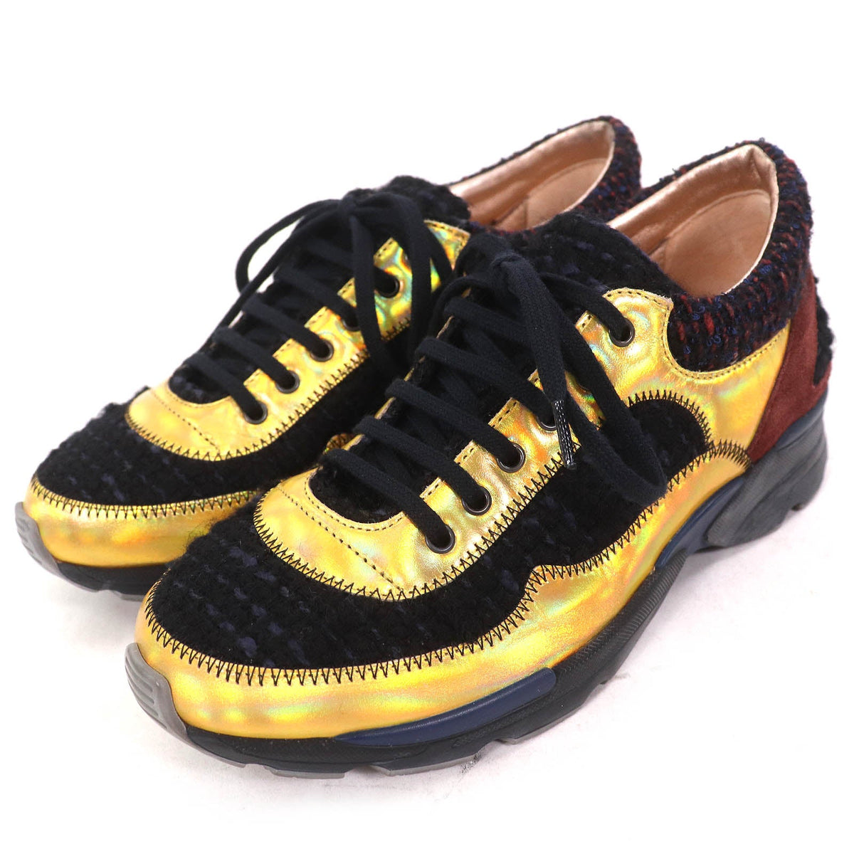 Chanel COCO Mark Tweed Switch Suede leather Sneakers