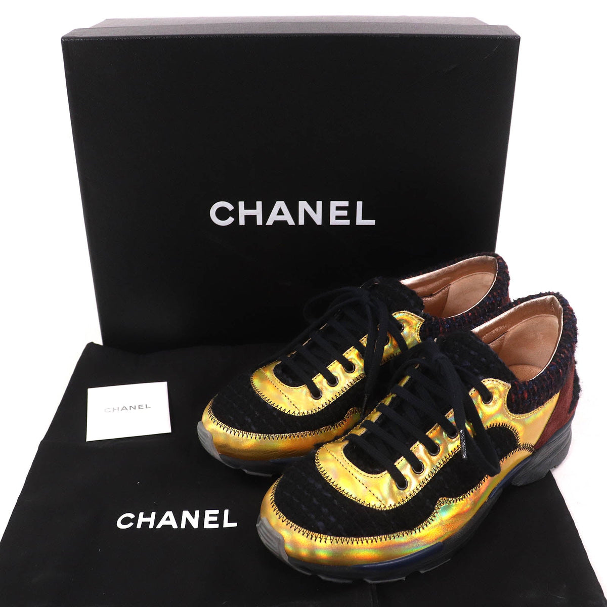Chanel COCO Mark Tweed Switch Suede leather Sneakers