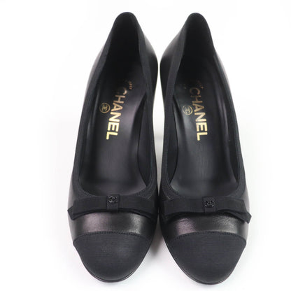 Chanel COCO Mark Ribbon Satin Switch Leather Pumps