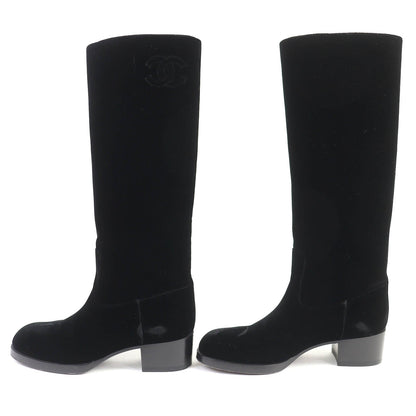 Chanel COCO Mark Velour Long Boots