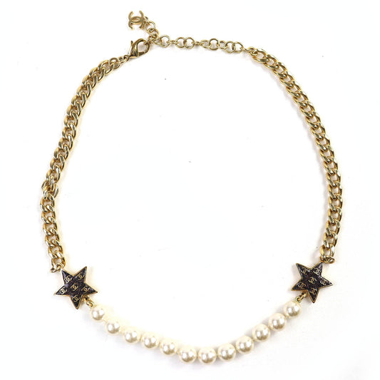 Chanel COCO Mark Star Lame Pearl Necklace
