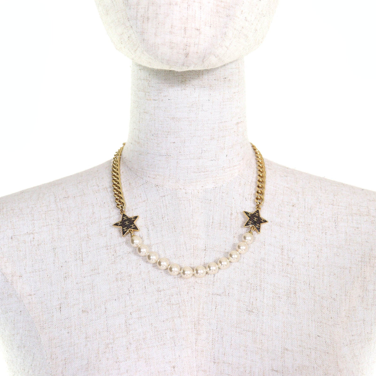 Chanel COCO Mark Star Lame Pearl Necklace