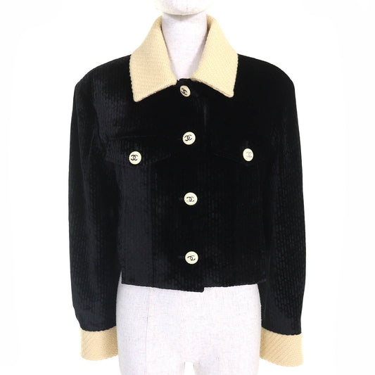 Chanel COCO Button Velvet Tweed Cropped Jacket