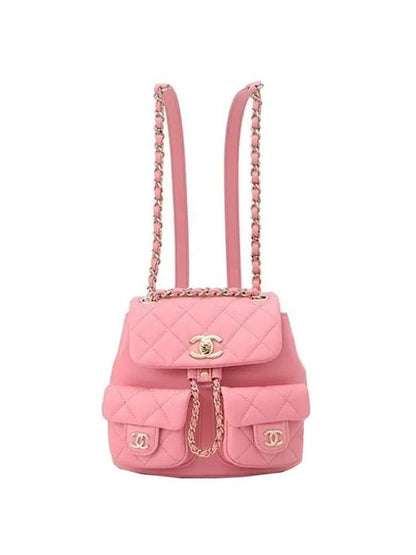 Gold Hardware Two-pocket Calfskin Small Backpack Light Pink Chanel