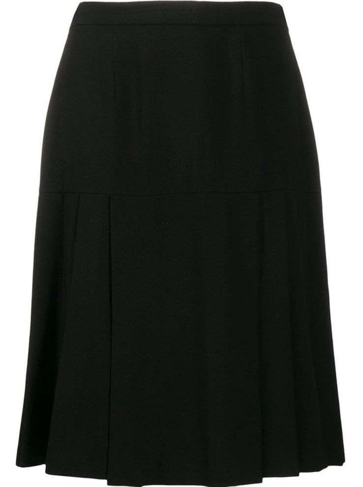 Pleated Black Wool Skirt