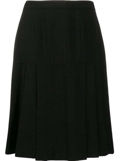 Pleated Black Wool Skirt