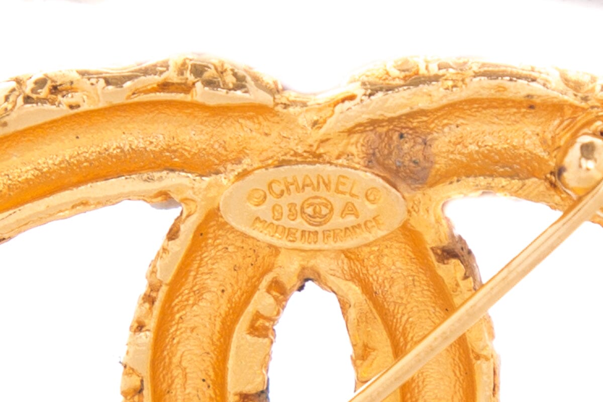 Chanel Vintage Gold CC Tassel Brooch Pin 93A