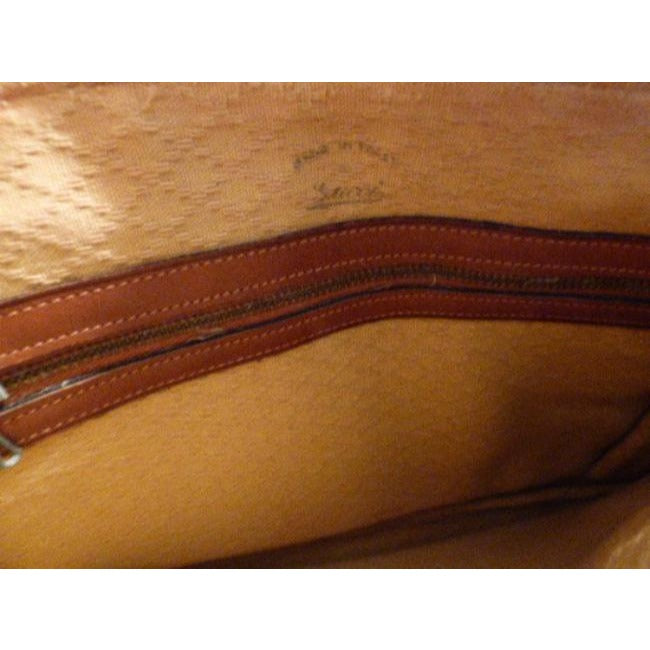 Gucci camel suede satchel with inlaid red/green striped accents!