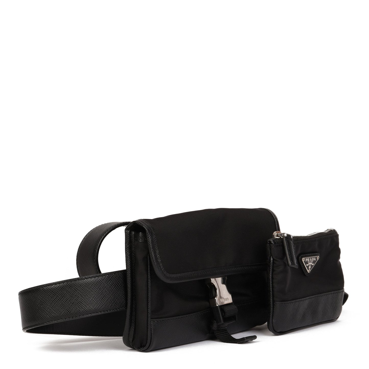 Prada Black Nylon & Saffiano Leather Pocket Belt Bag Belt Bag