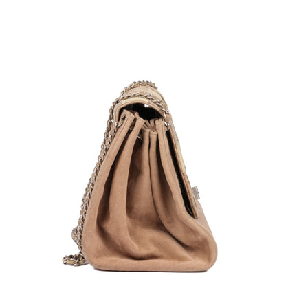 Chanel Beige Patchwork Suede Small Accordion 255 Reissue Classic Single Flap Bag