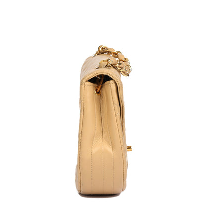 Chanel Beige Quilted Lambskin Vintage Half Moon Mini Flap Bag