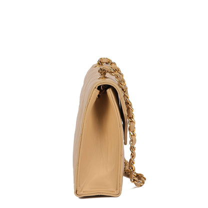 Chanel Beige Quilted Lambskin Vintage Mini Classic Single Flap Bag