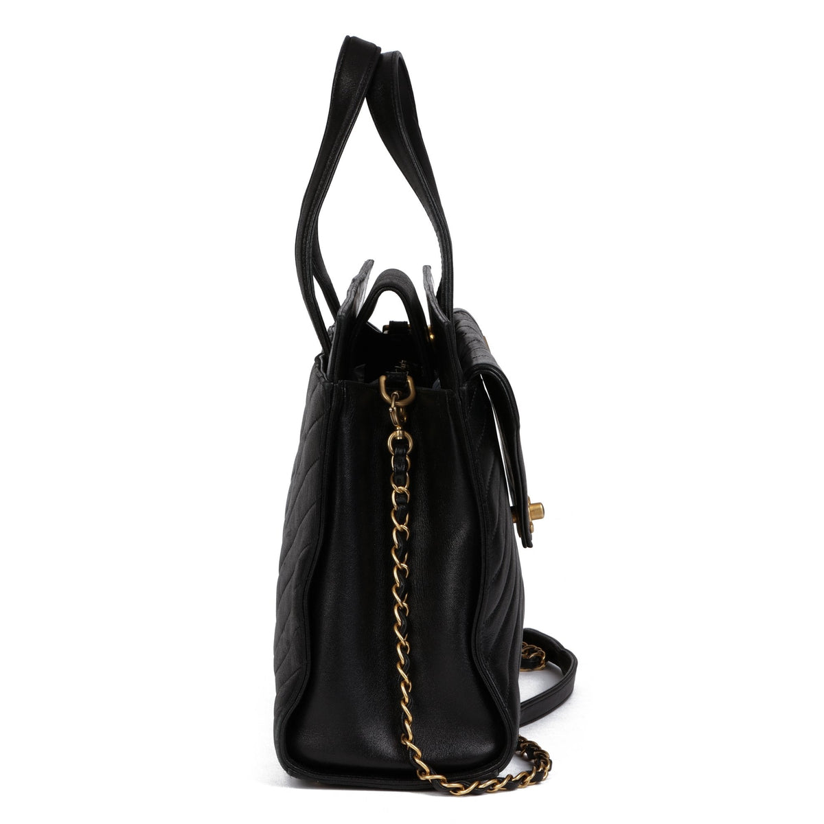 Chanel Black Chevron Quilted Lambskin Classic Shoulder Bag