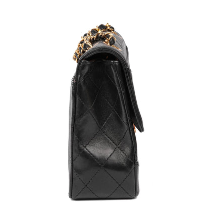 Chanel Black Quilted Lambskin Vintage Medium Classic Single Flap Bag with Wallet Shoulder Bag