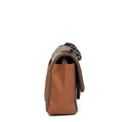 Chanel Khaki, Grey & Dark Beige Quilted Lambskin Rectangular Mini Flap Bag