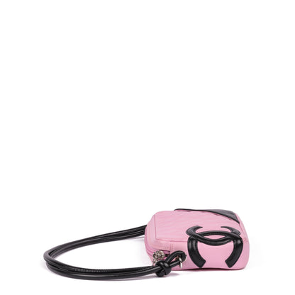 Chanel Pink & Black Quilted Lambskin Cambon Shoulder Pochette Shoulder Bag