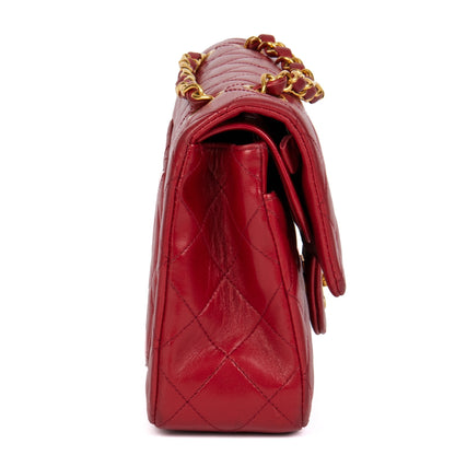 Chanel Red Quilted Lambskin Vintage Small Classic Double Flap Bag