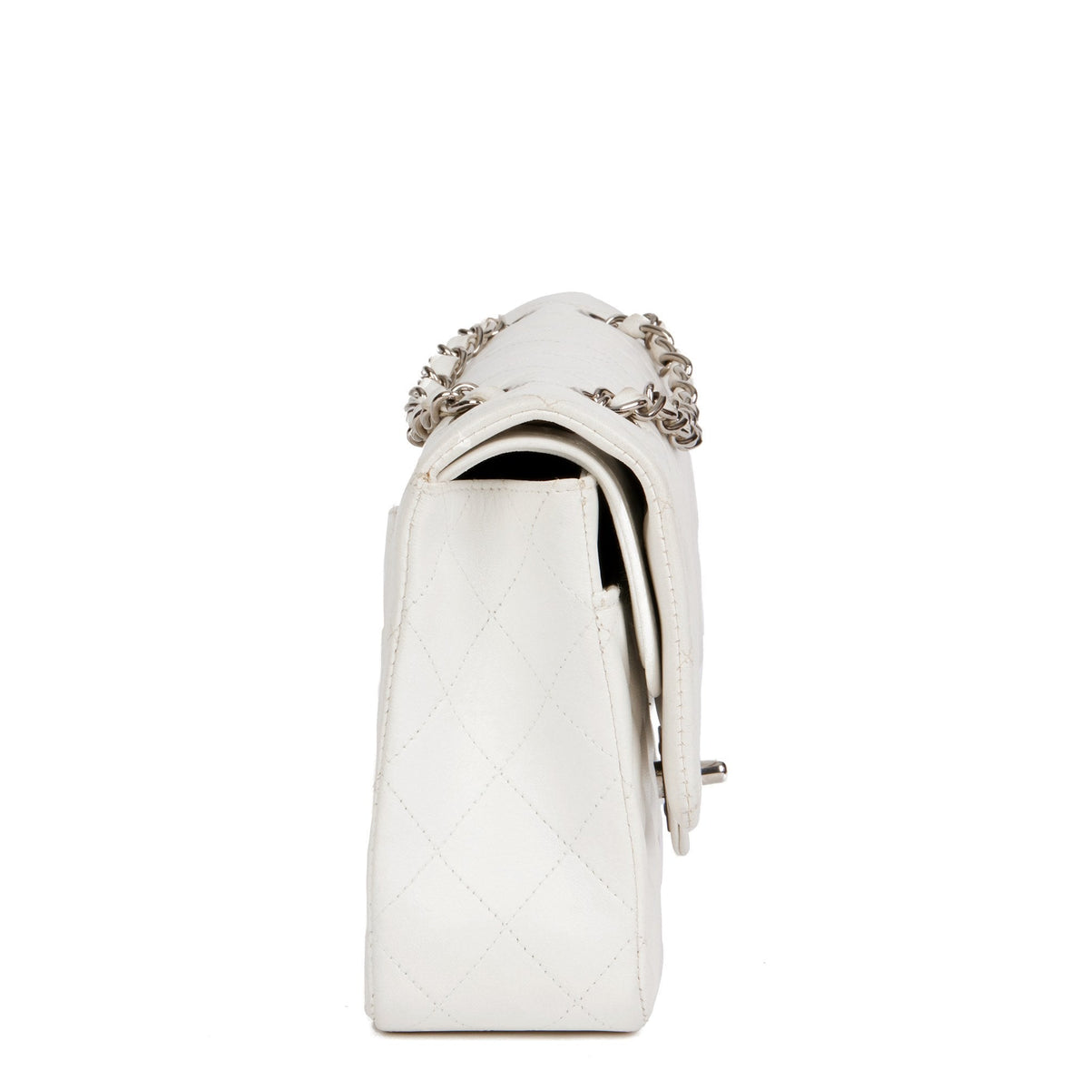Chanel White Quilted Lambskin Vintage Medium Classic Double Flap Bag