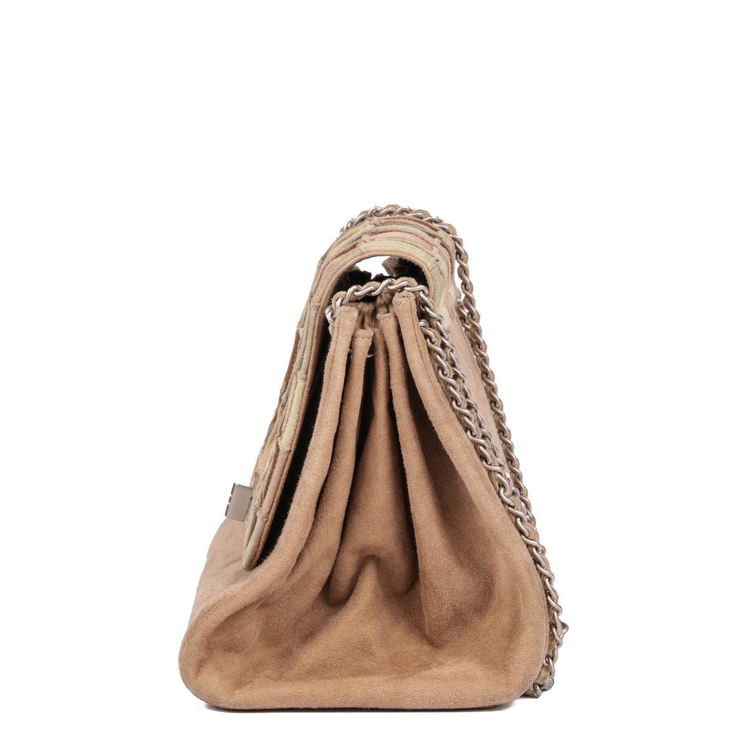 Chanel Beige Patchwork Suede Small Accordion 255 Reissue Classic Single Flap Bag