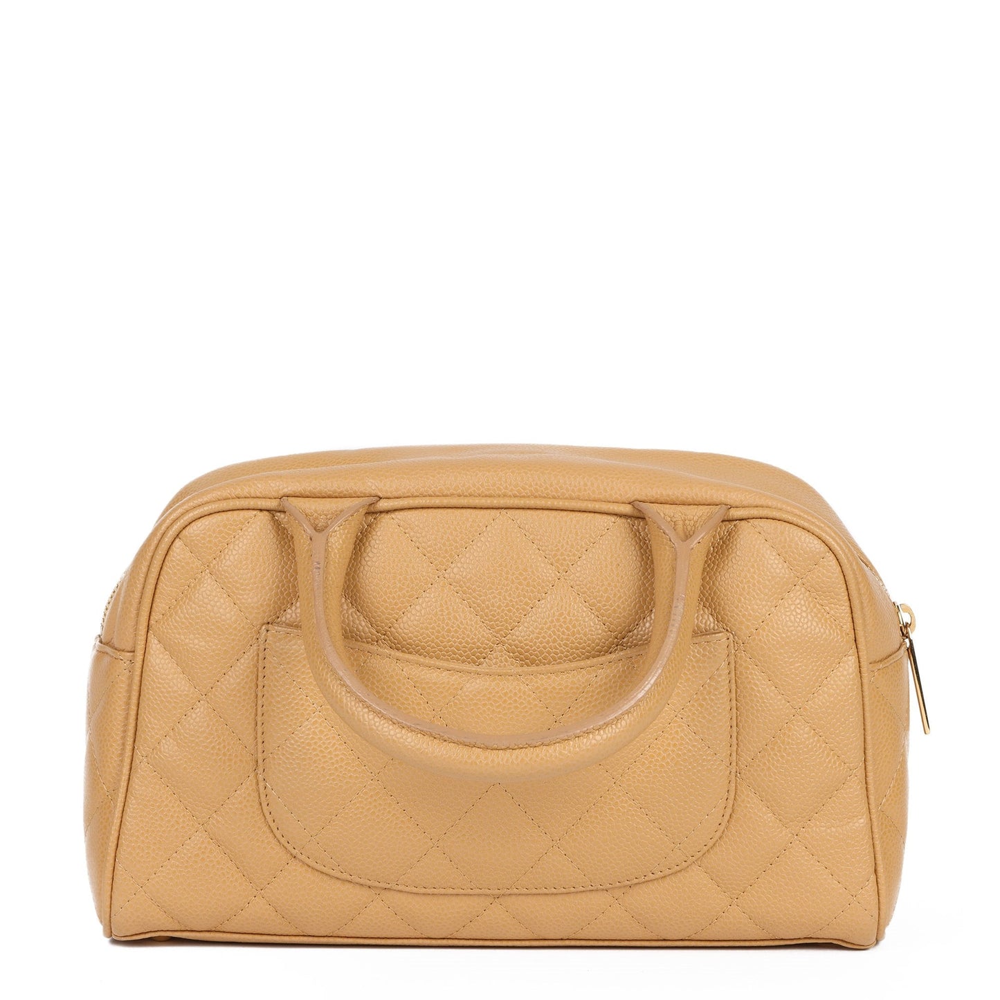 Chanel Beige Quilted Caviar Leather Mini Boston Tote