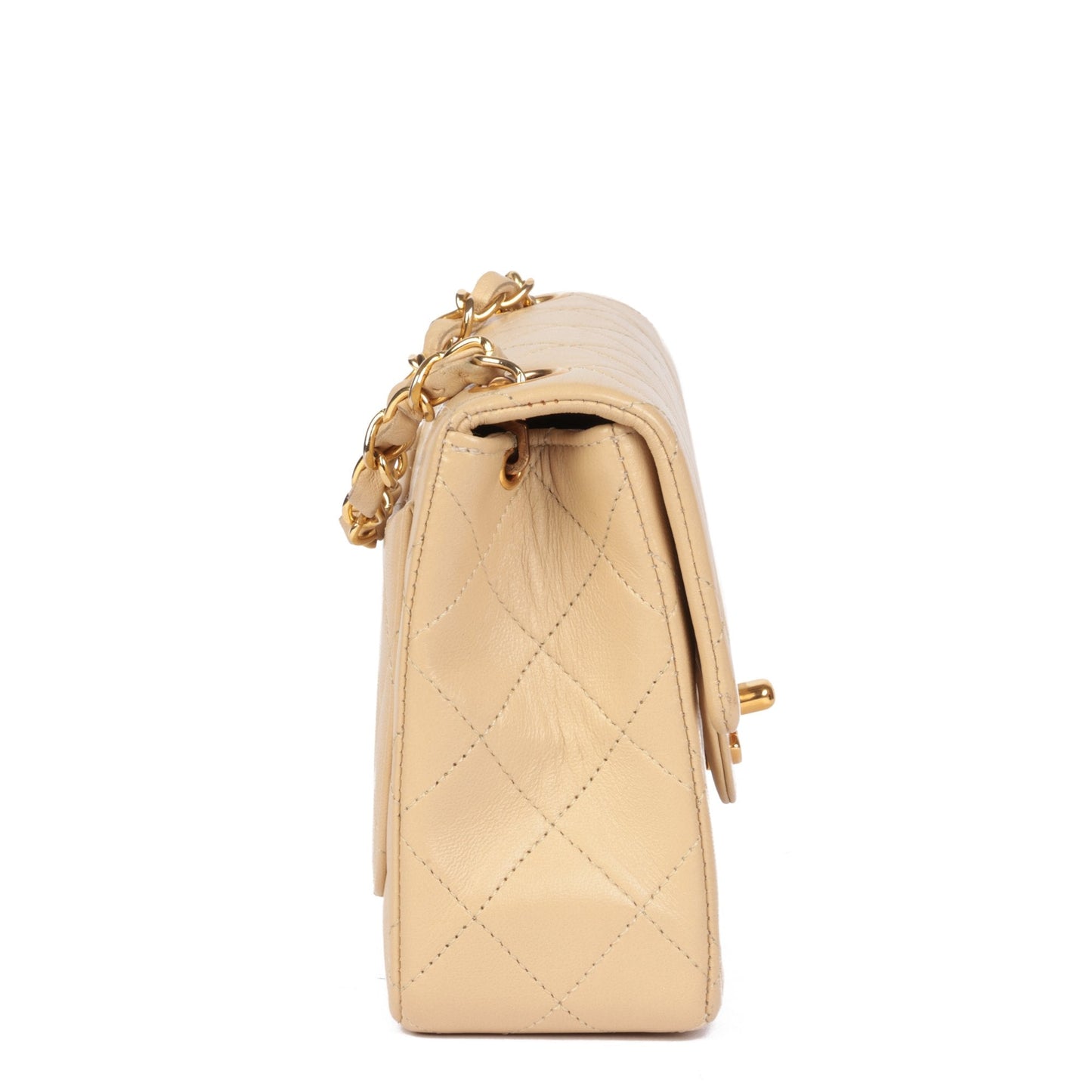 Chanel Beige Quilted Lambskin Vintage Square Mini Flap Bag