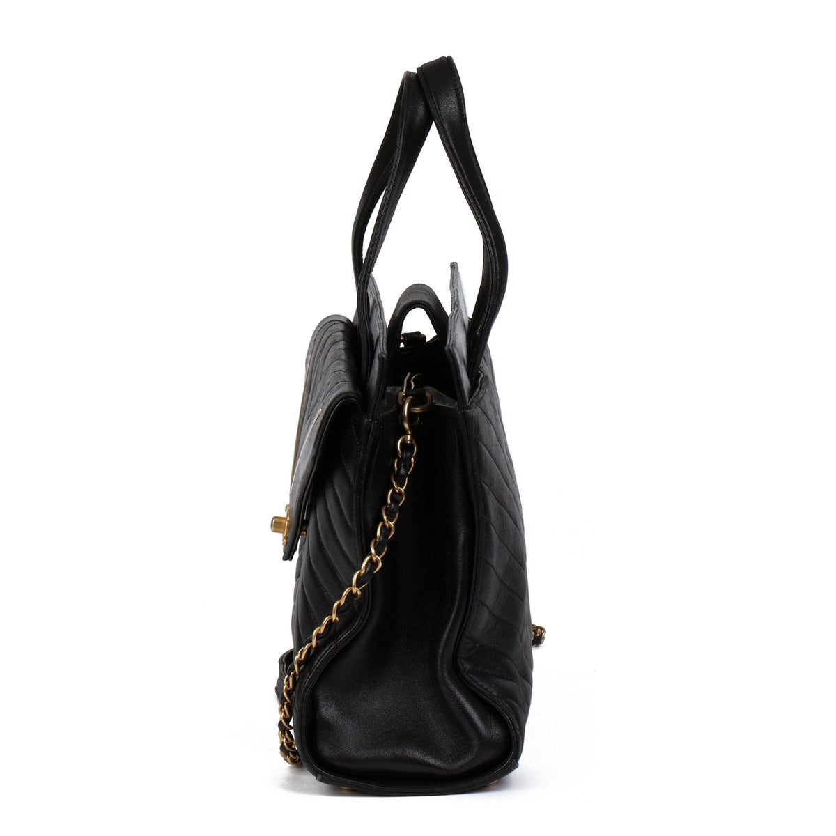 Chanel Black Chevron Quilted Lambskin Classic Shoulder Bag