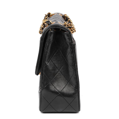 Chanel Black Quilted Lambskin Vintage Medium Classic Single Flap Bag with Wallet Shoulder Bag