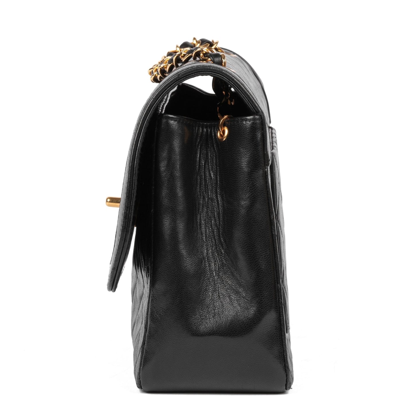 Chanel Black Quilted Lambskin Vintage Medium Classic Single Flap Bag with Wallet Shoulder Bag
