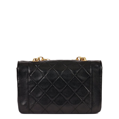 Chanel Black Quilted Lambskin Vintage Mini Diana Classic Single Flap Bag