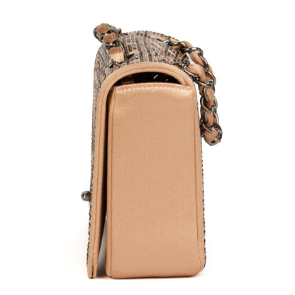 Chanel Naked Nude Swarovski Strass Satin Vintage Mini Flap Bag