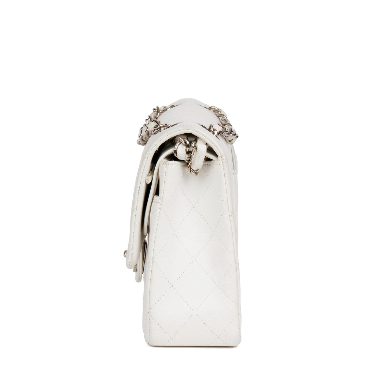 Chanel White Quilted Lambskin Vintage Medium Classic Double Flap Bag