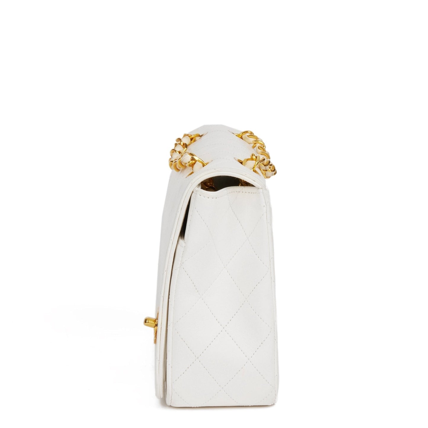 Chanel Ivory Quilted Lambskin Vintage Small Classic Single Full Flap Bag