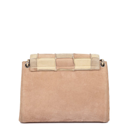 Chanel Beige Patchwork Suede Small Accordion 255 Reissue Classic Single Flap Bag