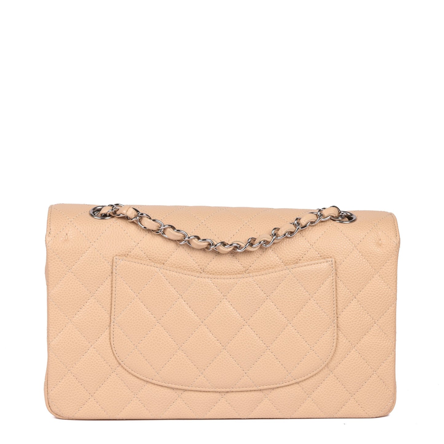 Chanel Beige Quilted Caviar Leather Medium Classic Double Flap Bag