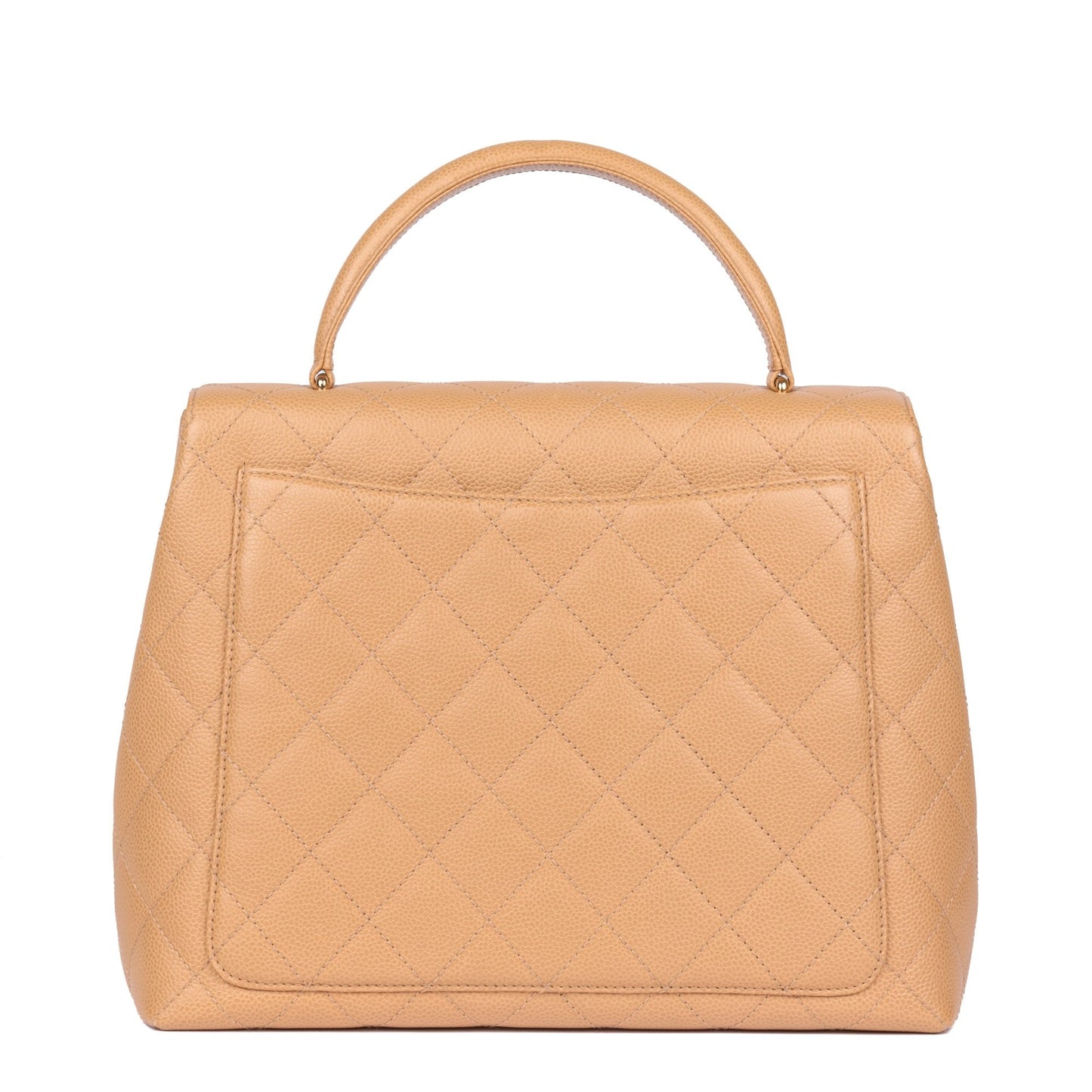 Chanel Beige Quilted Caviar Leather Vintage Classic Kelly Top Handle Bag