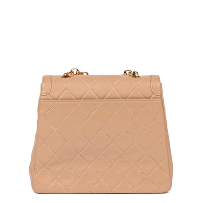 Chanel Beige Quilted Lambskin Vintage Mini Flap Bag with Wallet Shoulder Bag