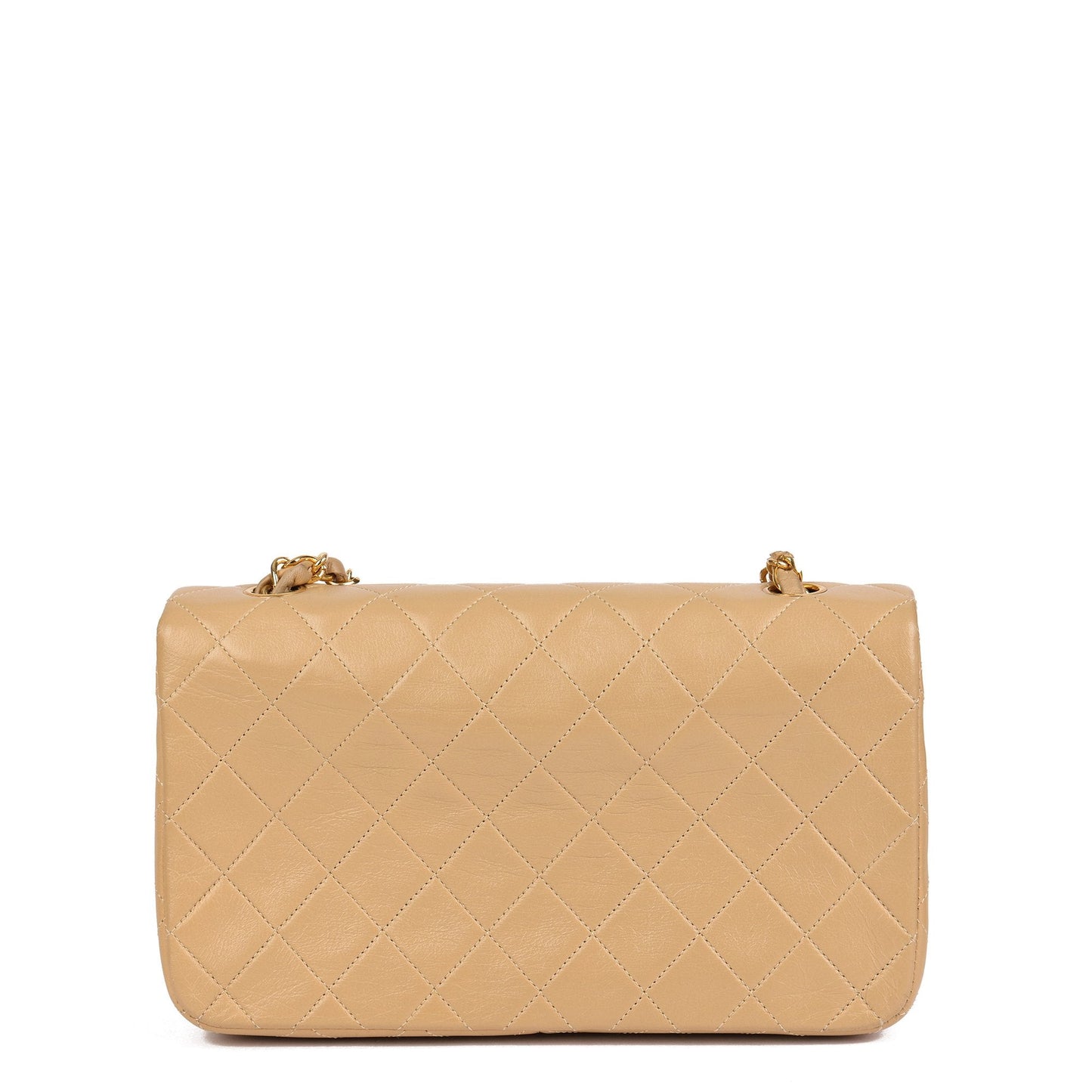 Chanel Beige Quilted Lambskin Vintage Small Classic Single Full Flap Bag