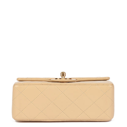 Chanel Beige Quilted Lambskin Vintage Square Mini Flap Bag
