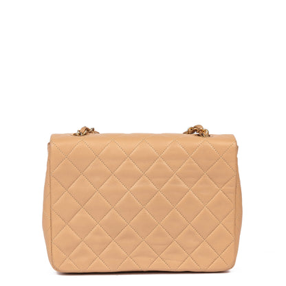 Chanel Beige Quilted Lambskin Vintage Square Mini Flap Bag