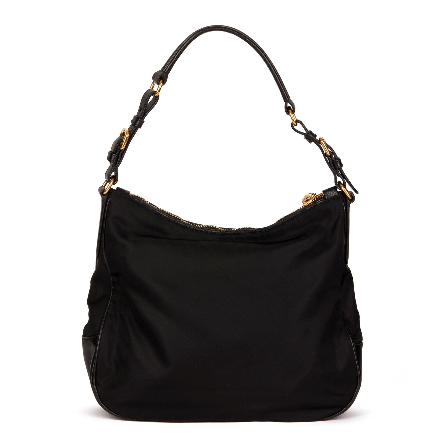 Prada Black Nylon & Black Saffiano Leather Top Handle Bag