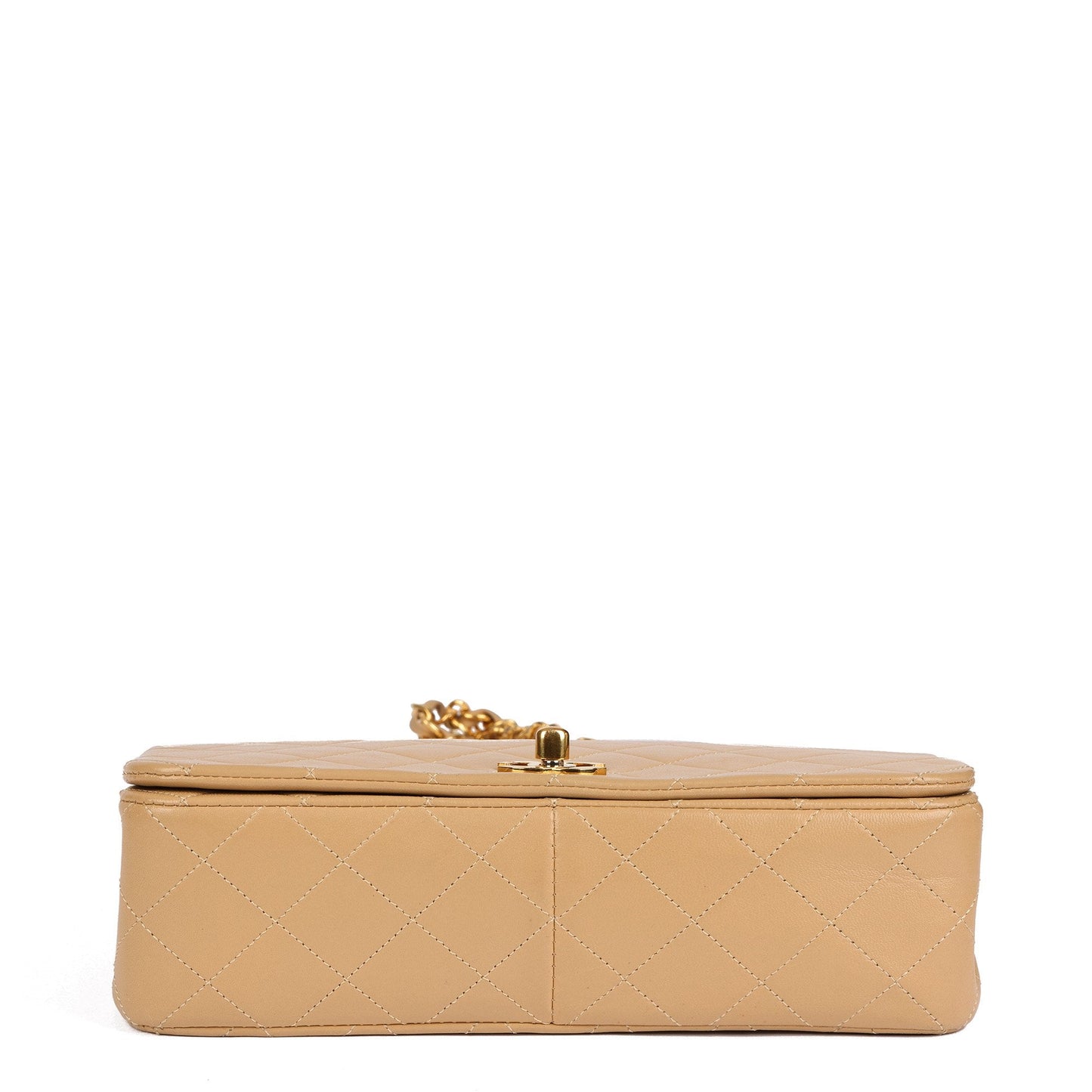 Chanel Beige Quilted Lambskin Vintage Small Classic Single Full Flap Bag